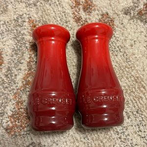 Red Le Creuset salt & pepper shakers